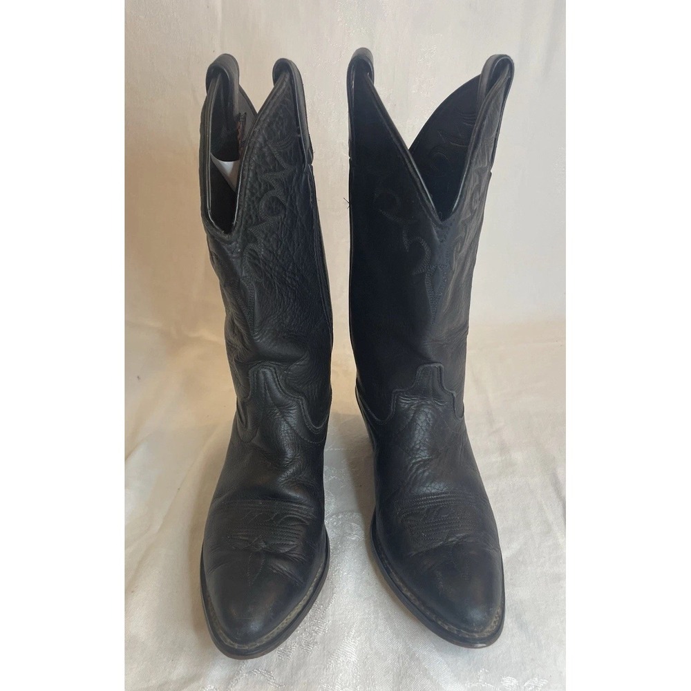 Laredo Womens Cowboy Boots Size 7 Black Leather Vintage Made in USA - Picture 4 of 10